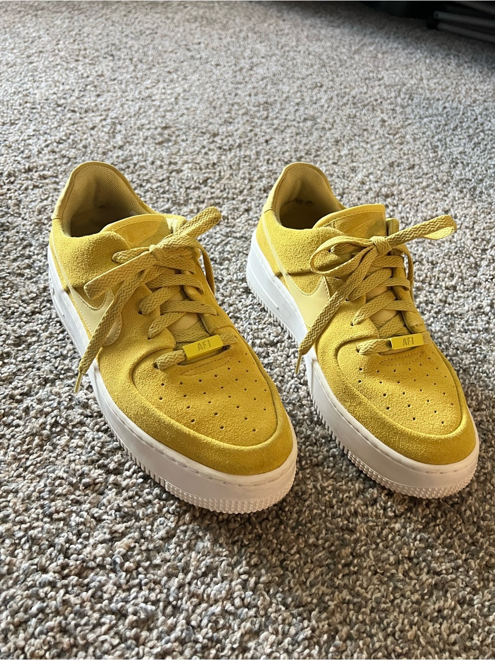 Women’s Yellow Suede Lace-Up Sneakers
